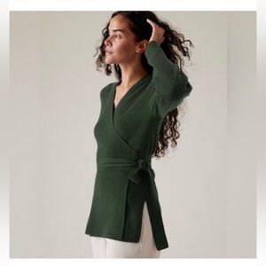 Athleta | Dark Green Alpine Merino + Cashmere Wrap Sweater
